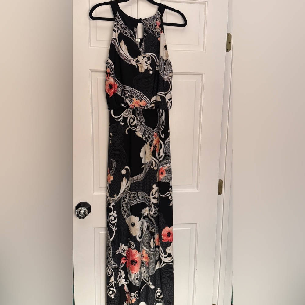 White House Black Market Black and Floral Maxi Dress